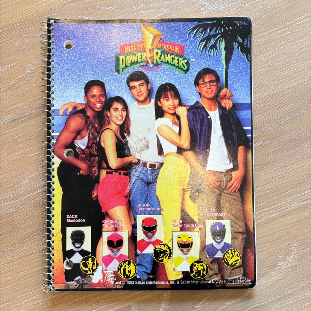 NEW Y2K 90’s Mighty Morphin Power Rangers Spiral Notebook Never used pages clean